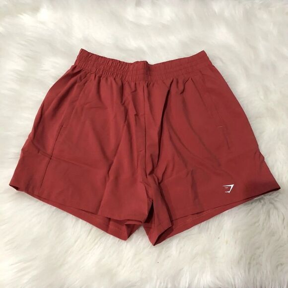 Gymshark Pants - New Gymshark Women's Woven‎ Pocket High Waisted Short MG7 Sundried Red Small